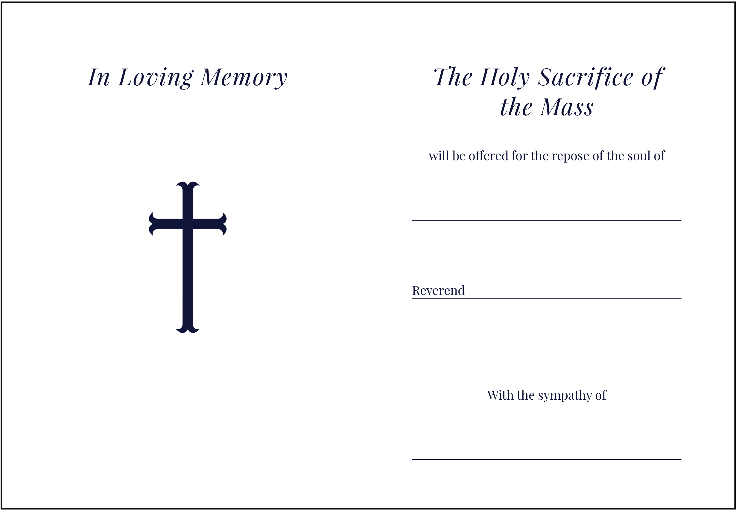Mass Card for the Deceased - Gregorian University Foundation